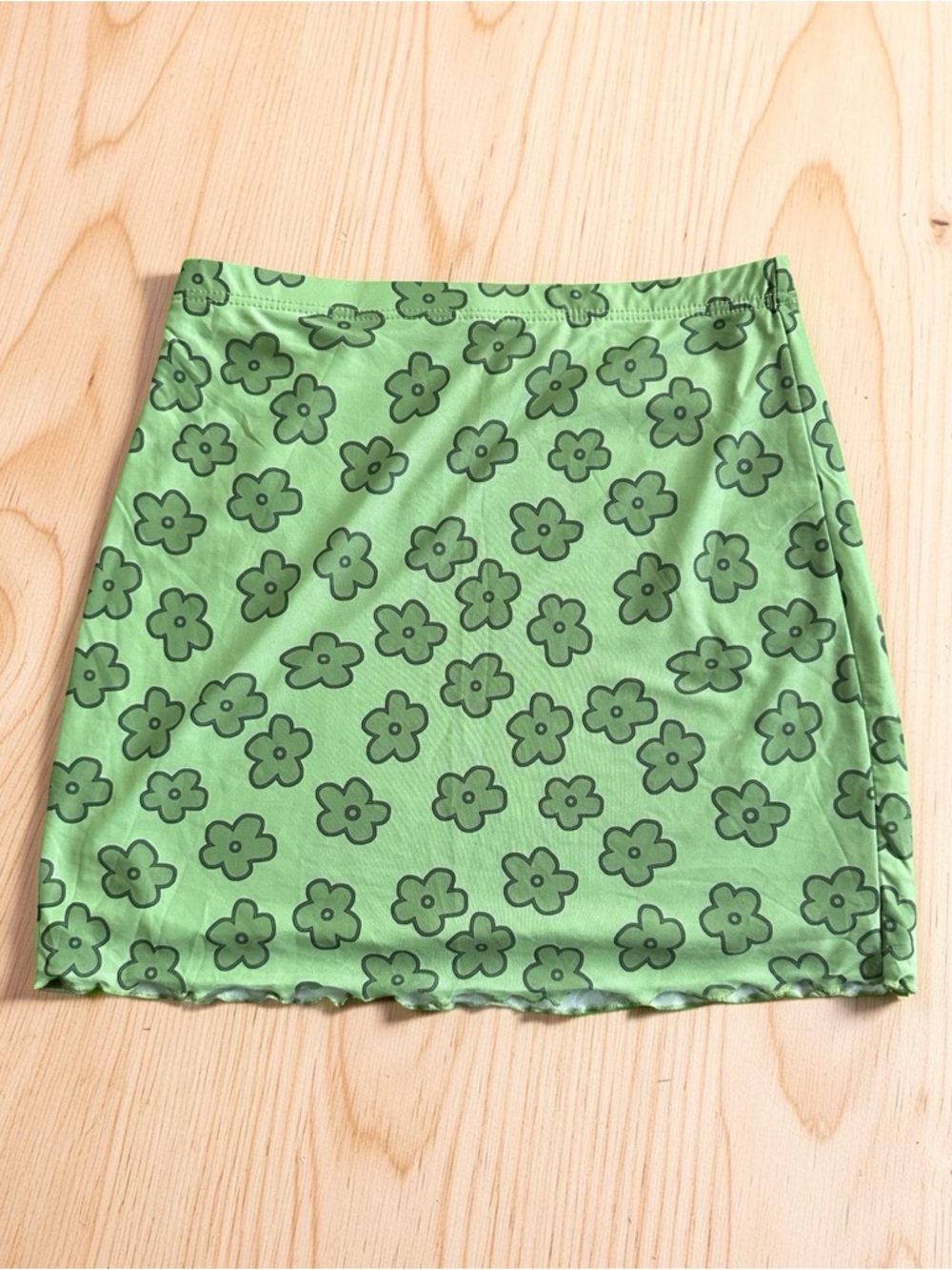 Green Floral Print Lined Mini Skirt size Large